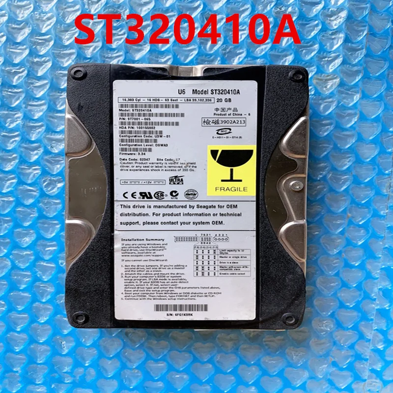 90% New Original HDD For Seagate 20GB 3.5" IDE 2MB 5400RPM For Internal HDD For Desktop HDD For ST320410A