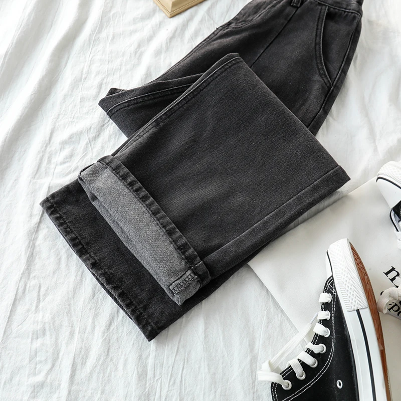 

Black Jeans Women High Waist Casual Slim Novelty BF Loose Womens Korean Fashion Streetwear Solid All Match Trousers Vintage Chic