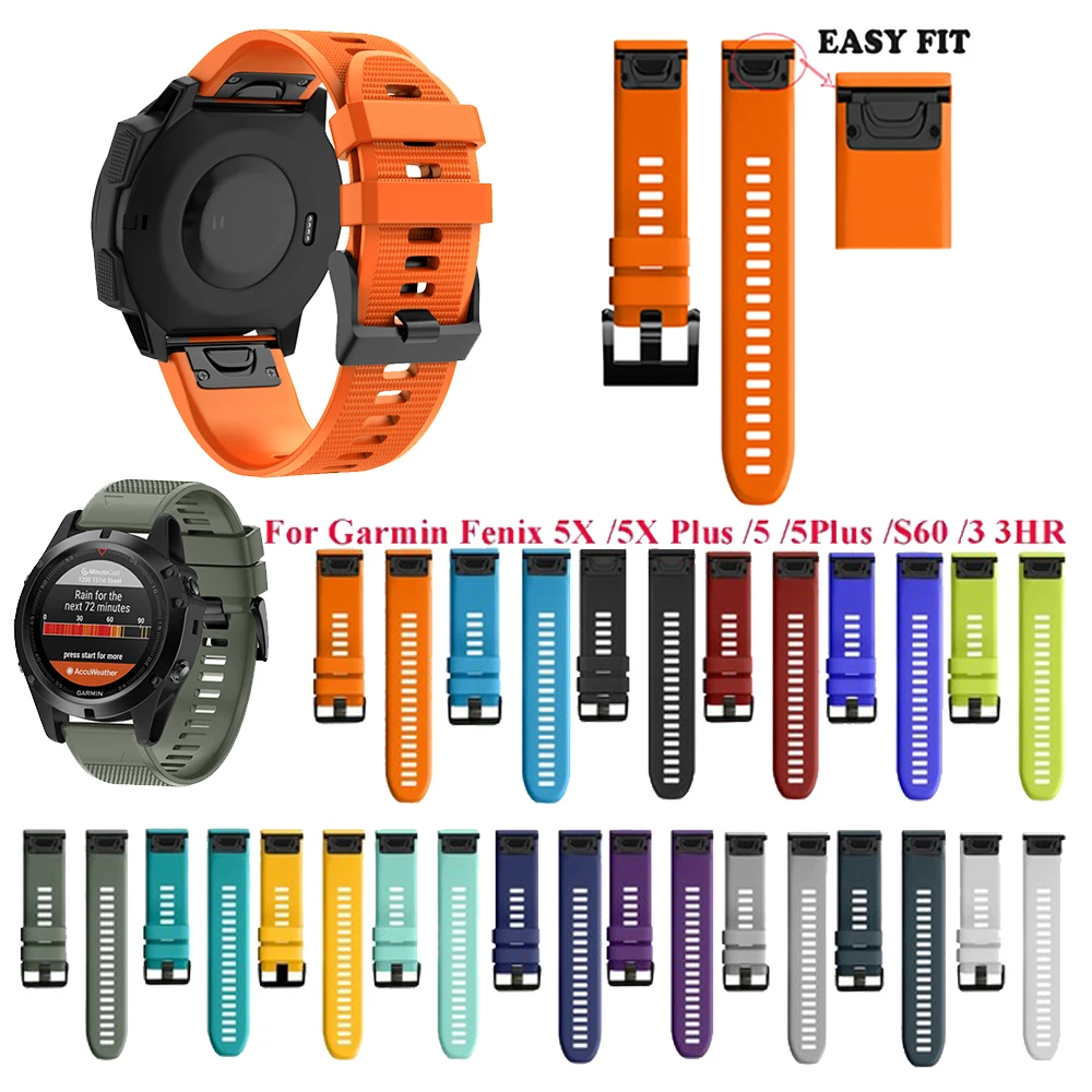 20 26 22 мм ремешок для часов Garmin Fenix 5X 5 5S 3 3HR D2 S60GPS Forerunner 935 быстросъемный силиконовый