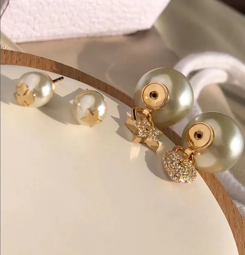 

Fashion Brand Gold Color Heart Star Charm Dangle Stud Earrings Designer Jewelry Earring For Women Lady Wedding Party Gift