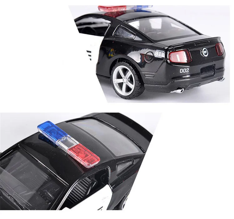 Качество 1:32 Mustang GT Модель из сплава полиции, имитация литья под давлением звук и светильник, игрушка в подарок