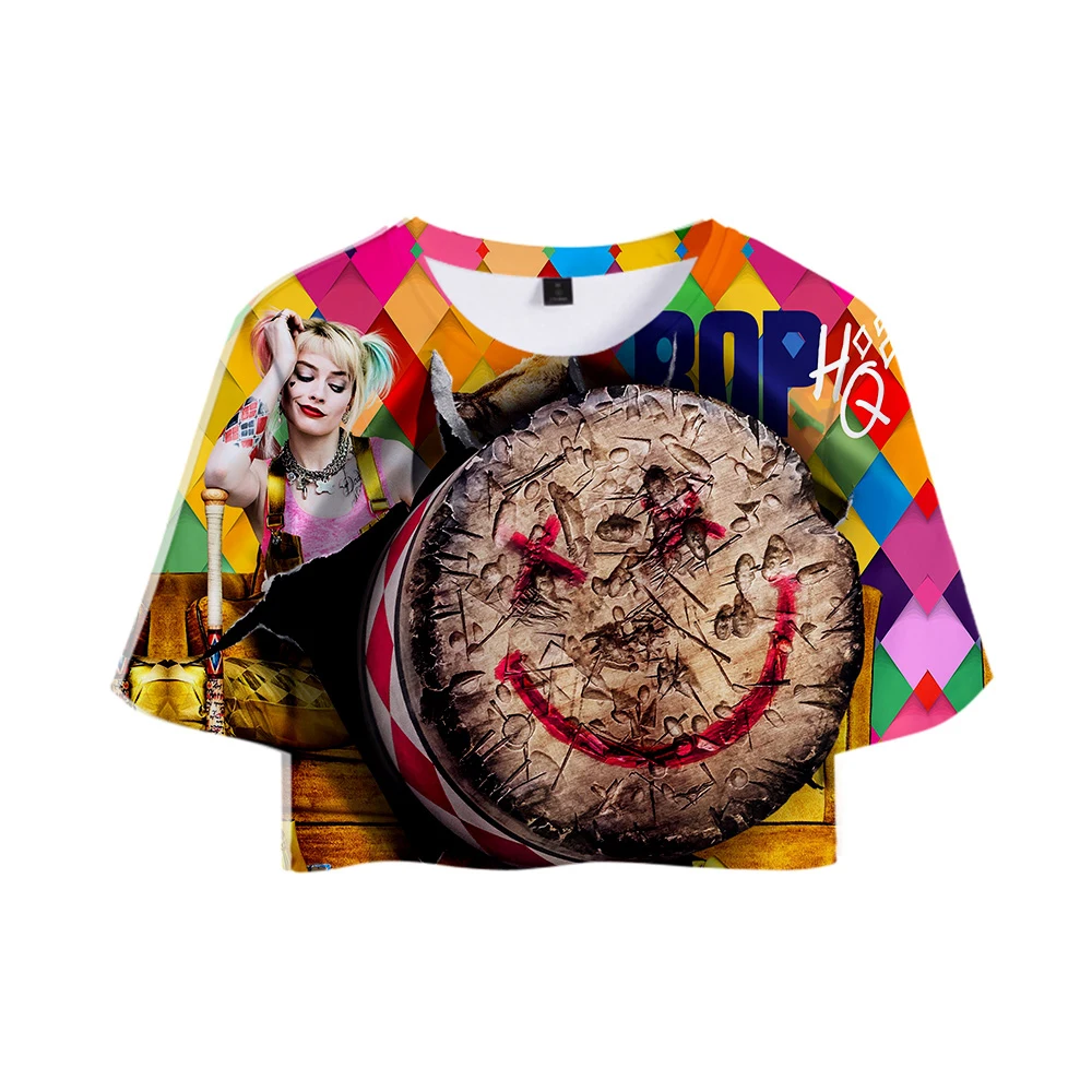 Летний модный сексуальный укороченный топ в стиле Харадзюку женская футболка