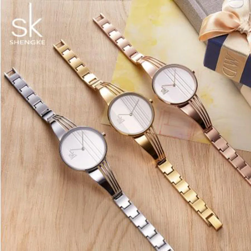 

Shengke Fashion Gold-plated Women Watches Charm Ladies Wristwatch Bracelet Quartz Watch Women