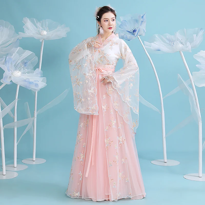 

Chinese Traditional Clothing Women Beauty Classical Stage Costume Movie Tv Drama Hanfu Dress Girl Large Size Chiffon Lace Skirt