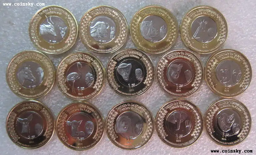 

Former French colony 2014 1 franc two-color coin 14 foreign coins