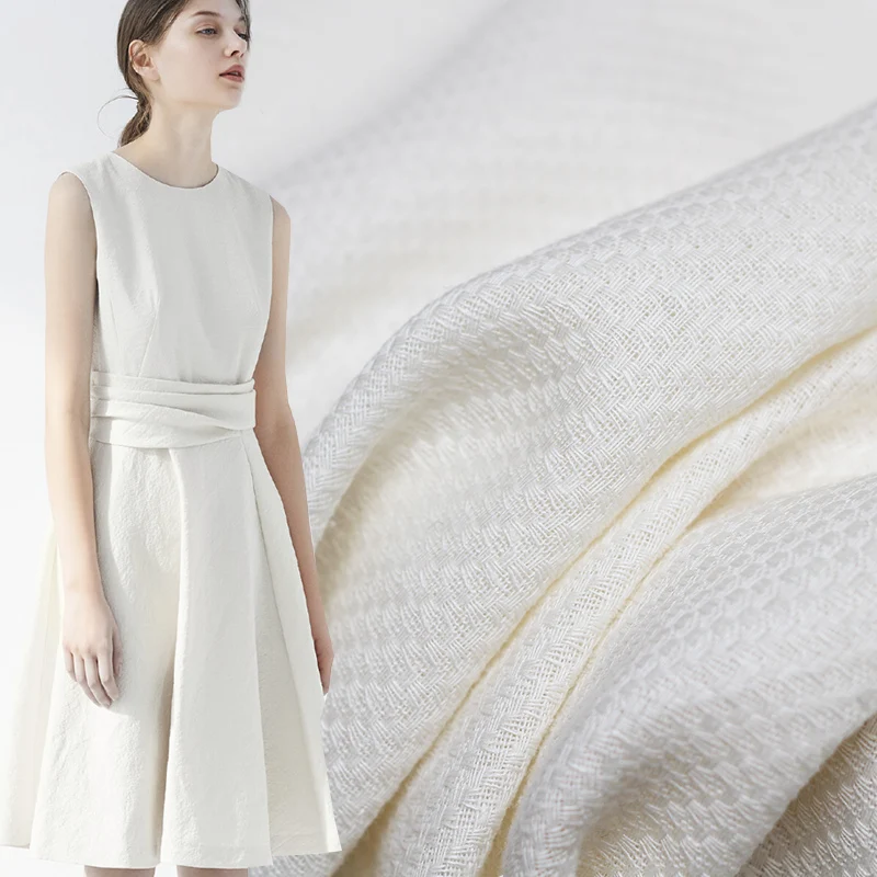 Перламутровый шелк Белый твид 100% лен Лен Ткани материалы для одежды осенняя