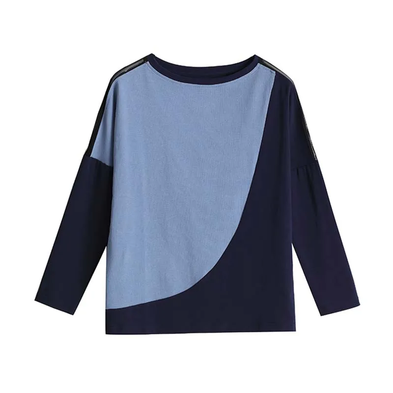 Женские футболки с длинным рукавом 2021 летние новые лоскутные офисные женские