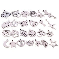 30pcslot no fade charms 316 stainless steel butterfly tree heart charms handmade craft pendant jewelry makingdiy for necklace