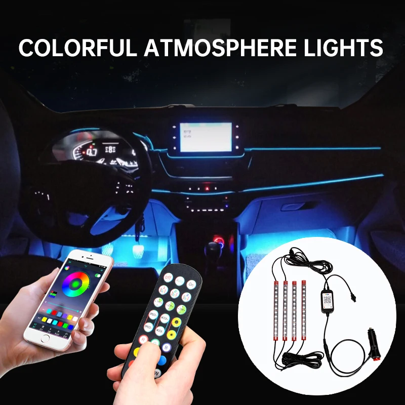 

LED Car Interior Environment Atmosphere Atmosphere RGB Remote Control Interior Center Console Foot Decoration Decorative Light