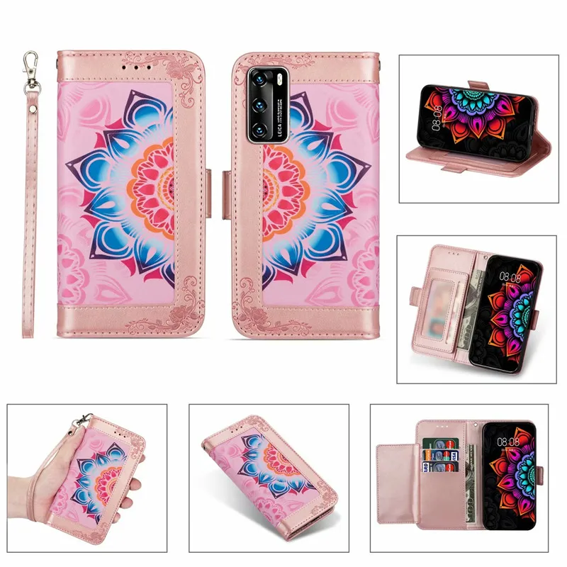 

Luxury Leather Flip Stand Phone Case For Huawei Y5P Y6P Y7 P30 pro P30lite P20lite Anti-drop Bracket Protective Cover
