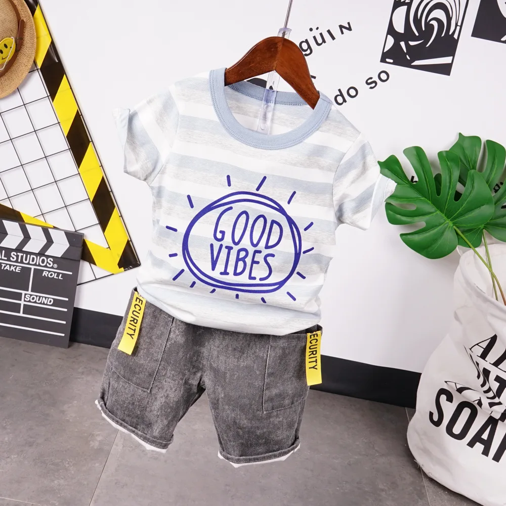 2020 summer Boy causal t-shirt + shorts two-piece flower boys clothing baby boy sets children's set kid's ports suits 90 | Детская