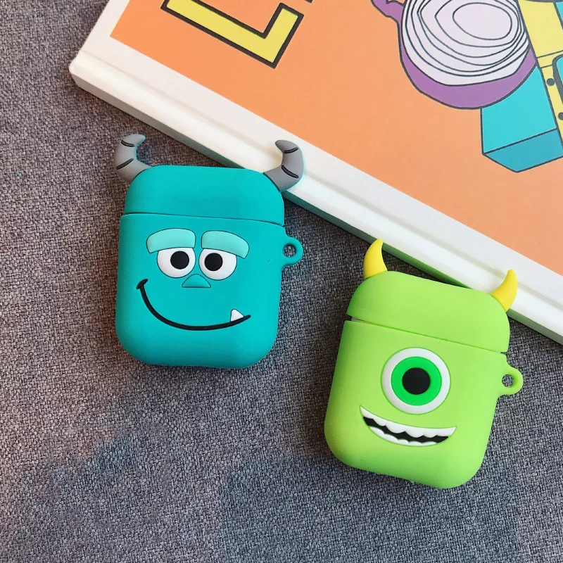 Силиконовый чехол для наушников для Apple Airpods 1 2, милый 3D мультяшный чехол для зарядки, чехол для наушников s для Airpods 2, полный защитный чехол