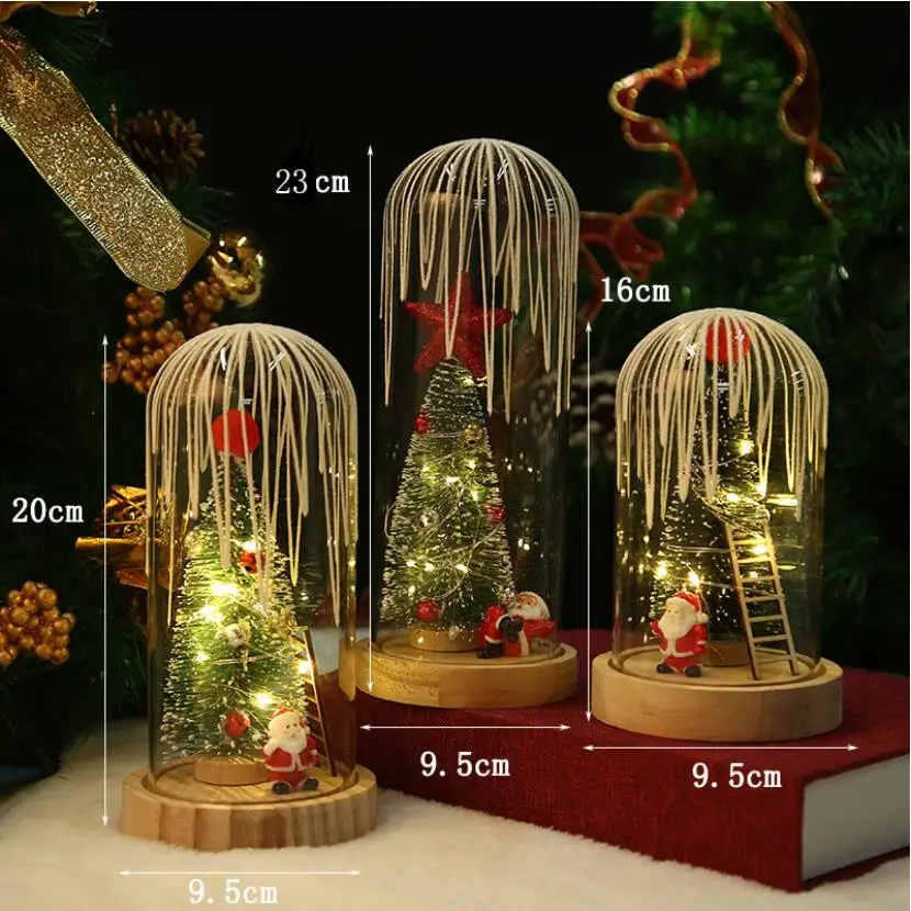 

Christmas Ornaments Artificial Glass Dome LED Night Light Prop Gift Holiday Party Christmas Tree Light Office Decor