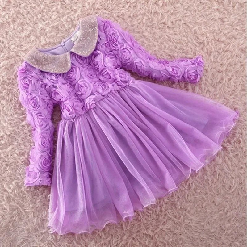 Кружевное зимнее платье для маленьких девочек детское рождественское с длинными