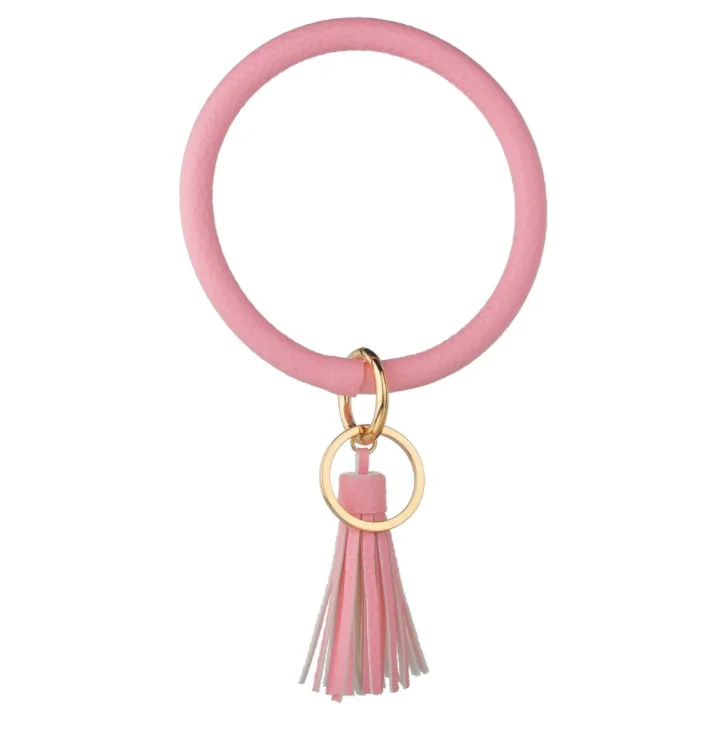 12 шт. новая искусственная кожа O брелок на заказ круг милый тот же цвет кисточкой