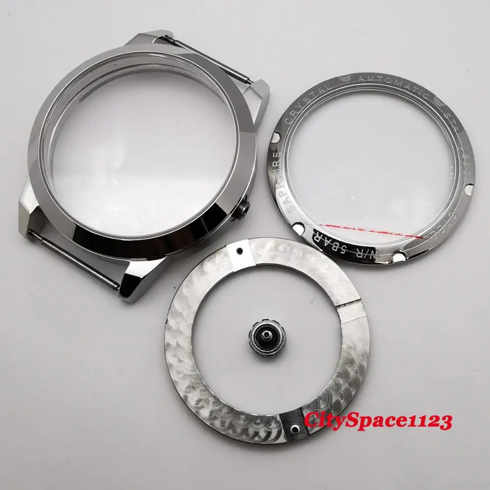 Мужские часы части 41 мм Corgeut нержавеющая сталь с сапфировым стеклом чехол fit ETA 2836