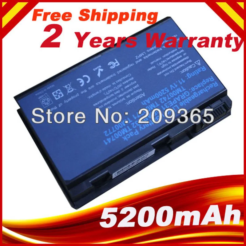 

4400MAH Battery For ACER Extensa 5220 5230 5620 7620 5210 5420 5610 7220 5630 for TravelMate 5720 5320 5230 5520 5530 free shipp