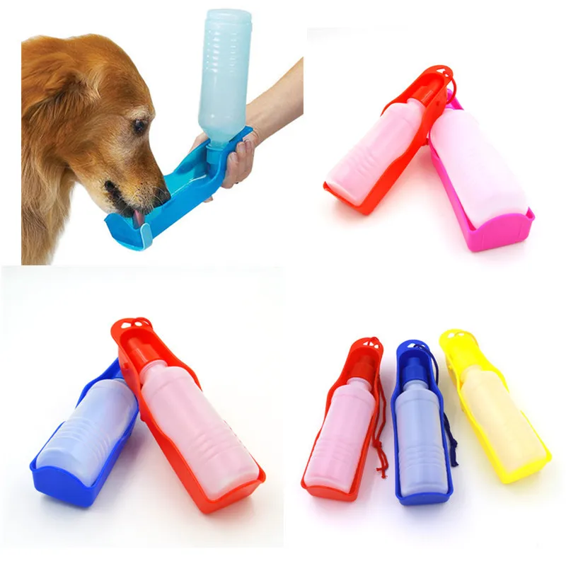 

250ml Foldable Pet Dog Drinking Water Bottles Travel Handheld Puppy Dogs Squeeze Water Bottle Dispenser Flip Down Water Pan