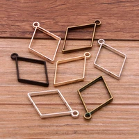 10pcs 2640mm 7 color alloy jewelry accessories geometry charm hollow glue blank pendant tray bezel