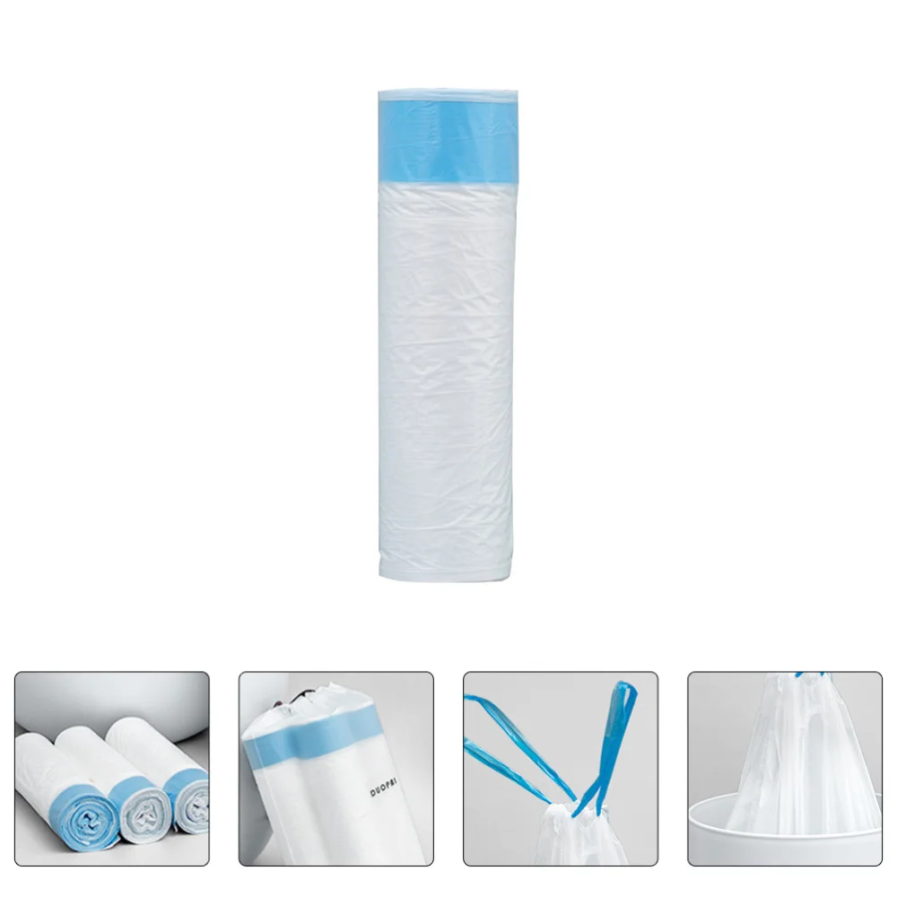 

10 Rolls Drawstring Trash Bags Degradable Garbage Bags One Time Rubbish Pouch