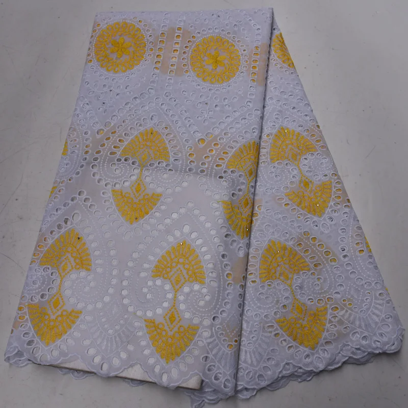 (5 ярдов/шт) белое и желтое Африканское хлопковое кружево новейшая швейцарская