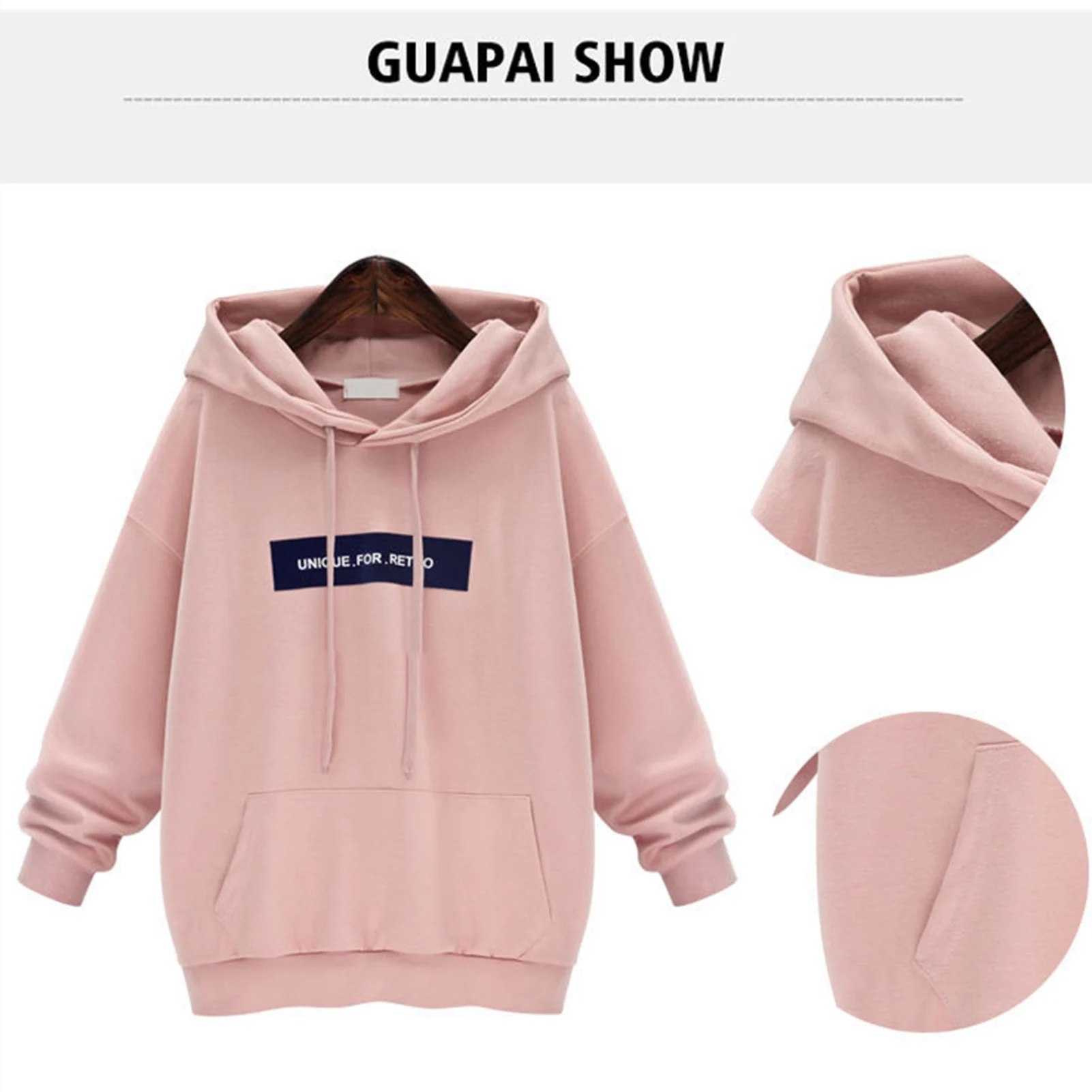 Women Hoodie Sweatshirt Lady Long Sleeve O-Neck Pullover Casual Loose Tops Christmas Xmas Party Hoodies