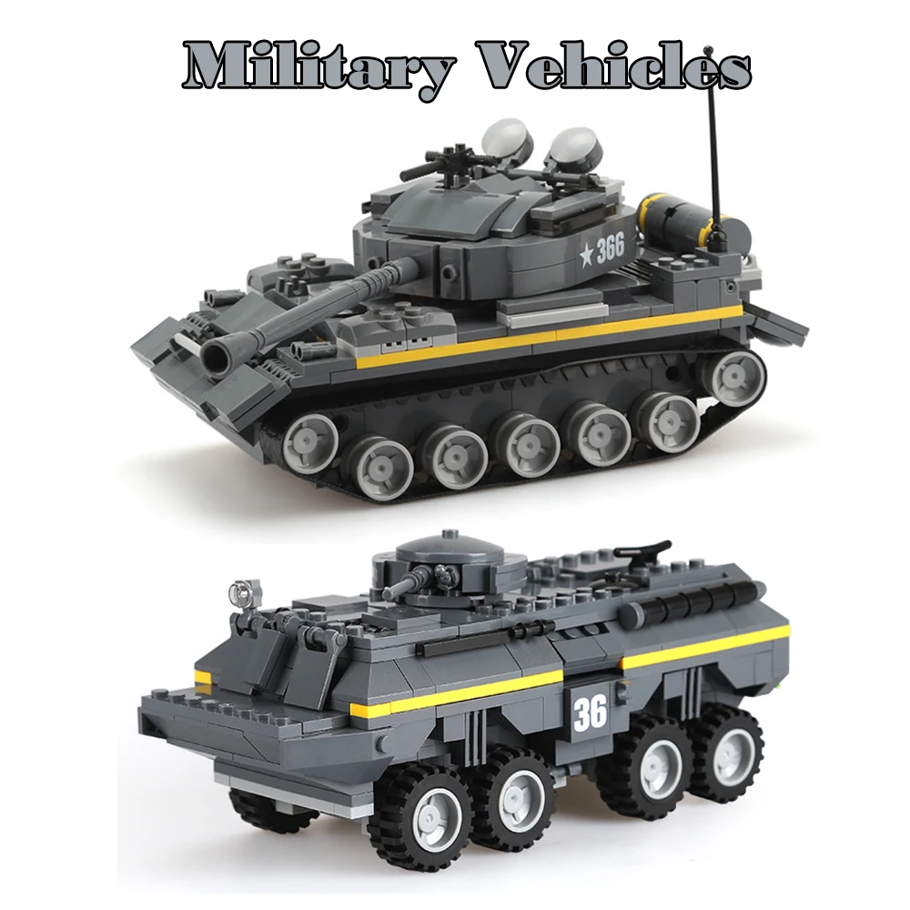 

Военная техника панцирный танк, бронированный автомобиль, грузовик WW2, армейский солдат, модель оружия, конструктор, лучший подарок для дете...