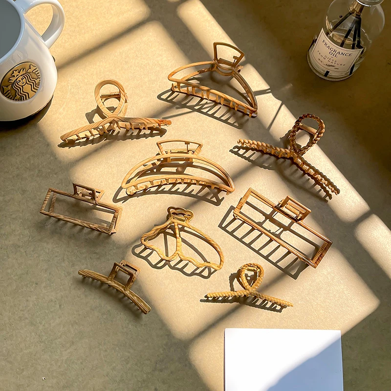 Кофейный полый металлический зажим для волос заколка-краб заколка женщин