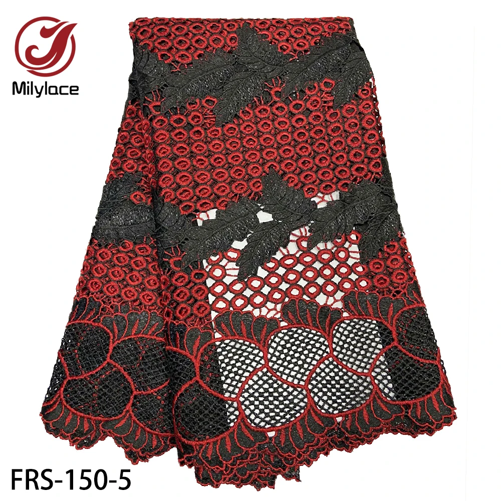 Новейшая вышитая нигерийская кружевная ткань гипюровая Водорастворимая сухая