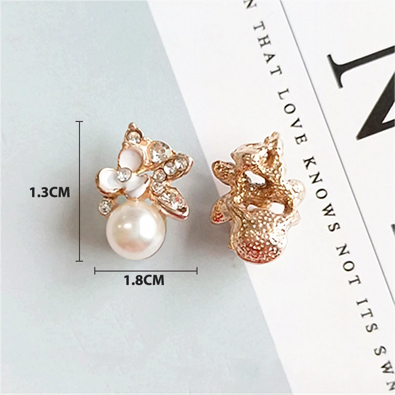 

10PCS 13*18mm Flower Rhinestone Buttons For Wedding Decoration Vintage Buttons Apparel Sewing Pearl Hairpin DIY Jewelry Craft