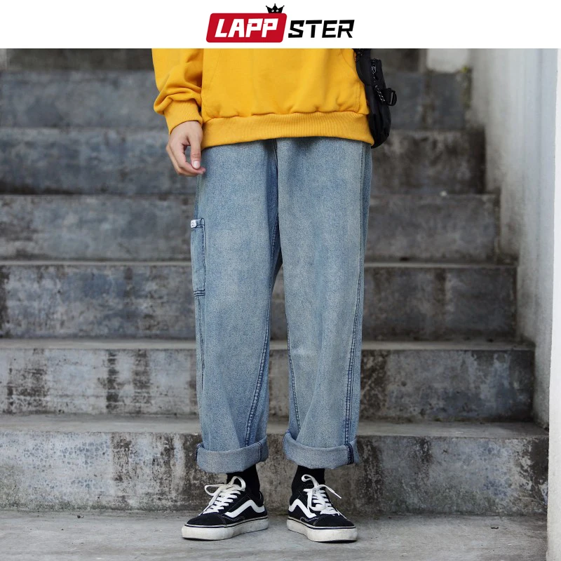 LAPPSTER уличные джинсы хараюку брюки 2020 Мужские Винтажные шаровары джинсовые