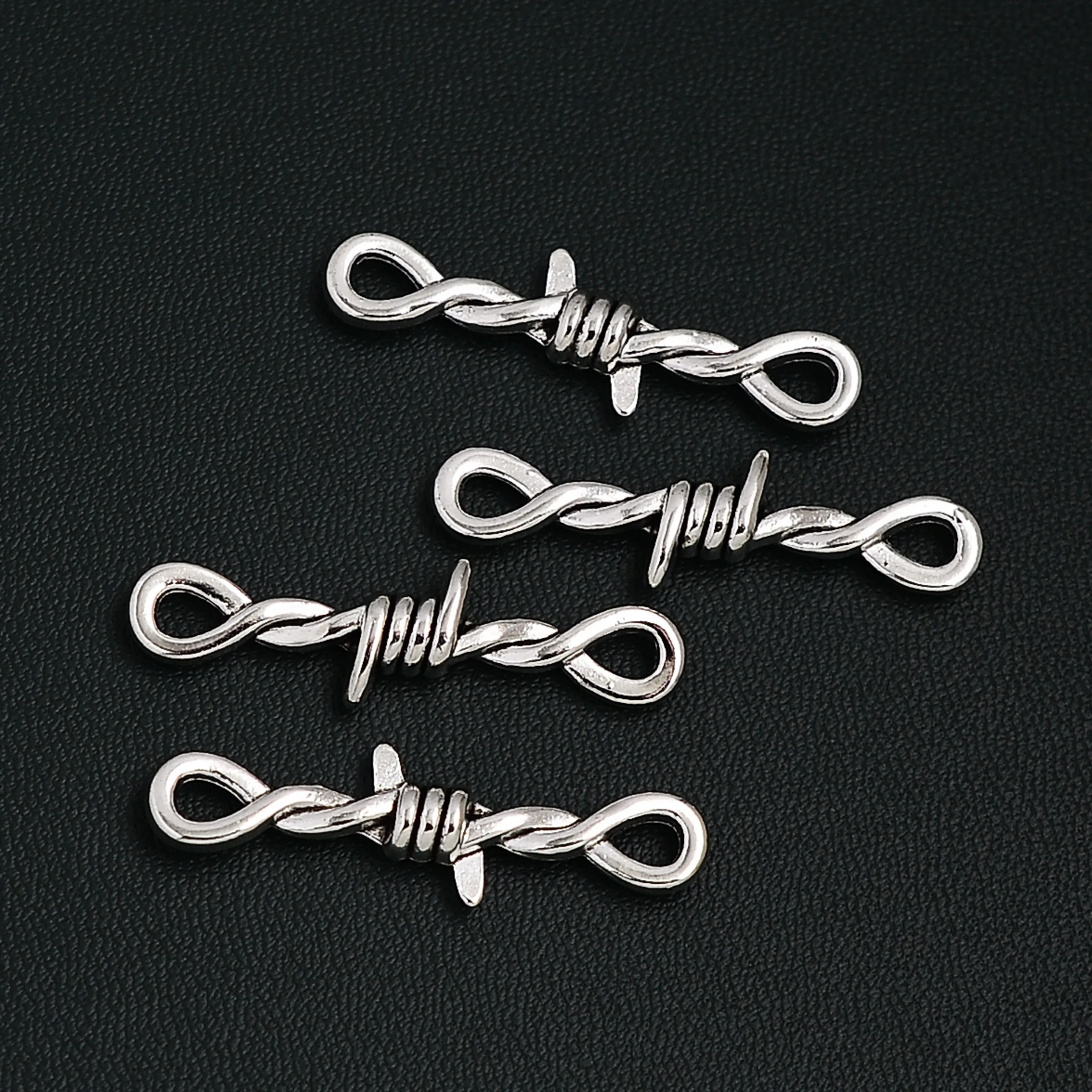

10pcs/Lots 9x34mm Antique Silver Plated Thorns Link Bramble Charms Connector Pendants For Jewlery Making Bracelets Accessories