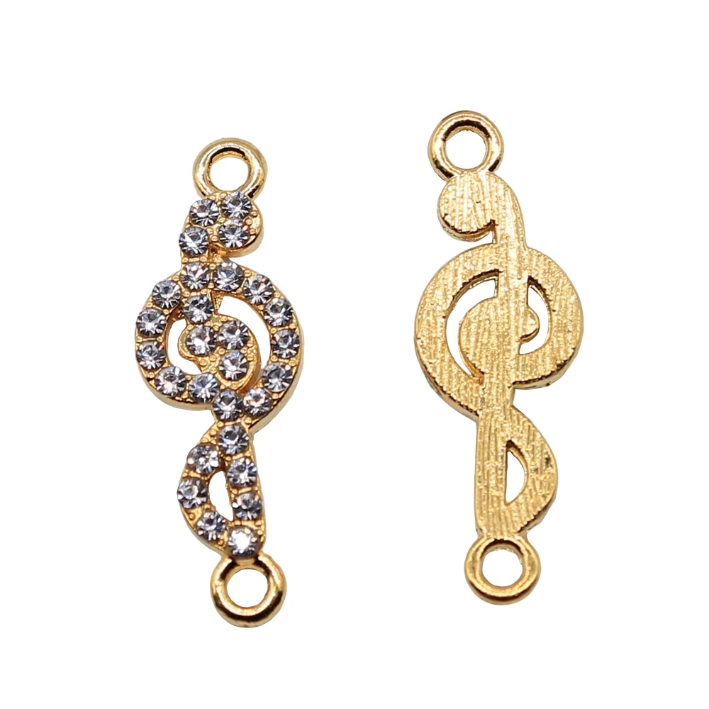 

WYSIWYG 4pcs/lot 29x10mm Note Connector Charms Pendant For Jewelry Making Gold Color Alloy Charms