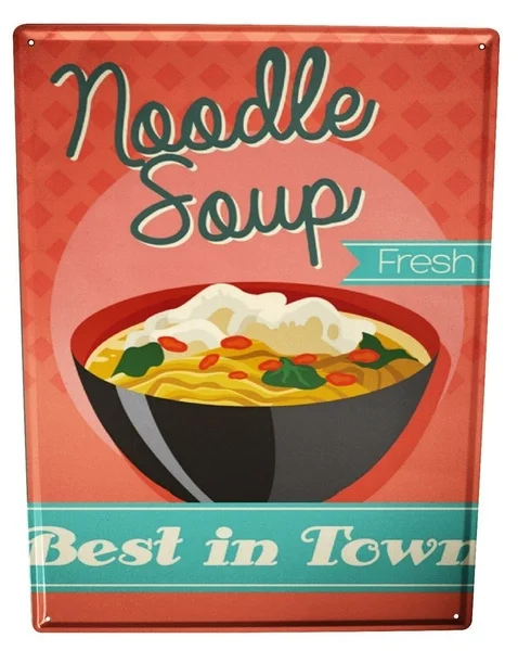 

Tin Sign Nostalgic Fun Noodle Soup Coffee Bar Decoration Home Decor