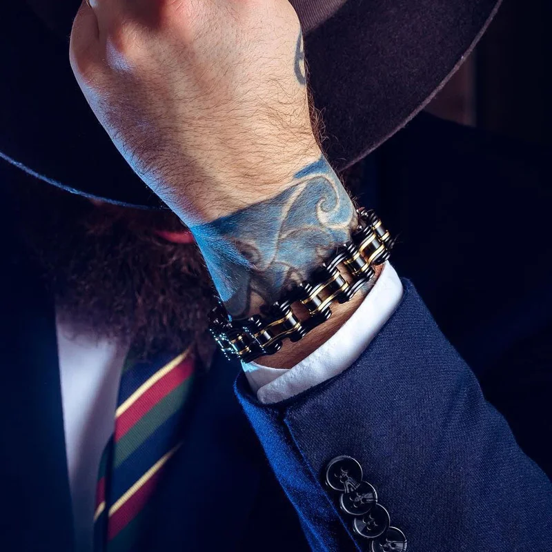 15 мм широкий большой велосипед мотоцикл цепь браслет из нержавеющей стали