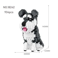 943pcs cartoon animal puppy mini building blocks gray schnauzer dog diy model building blocks childrens educational toy gift