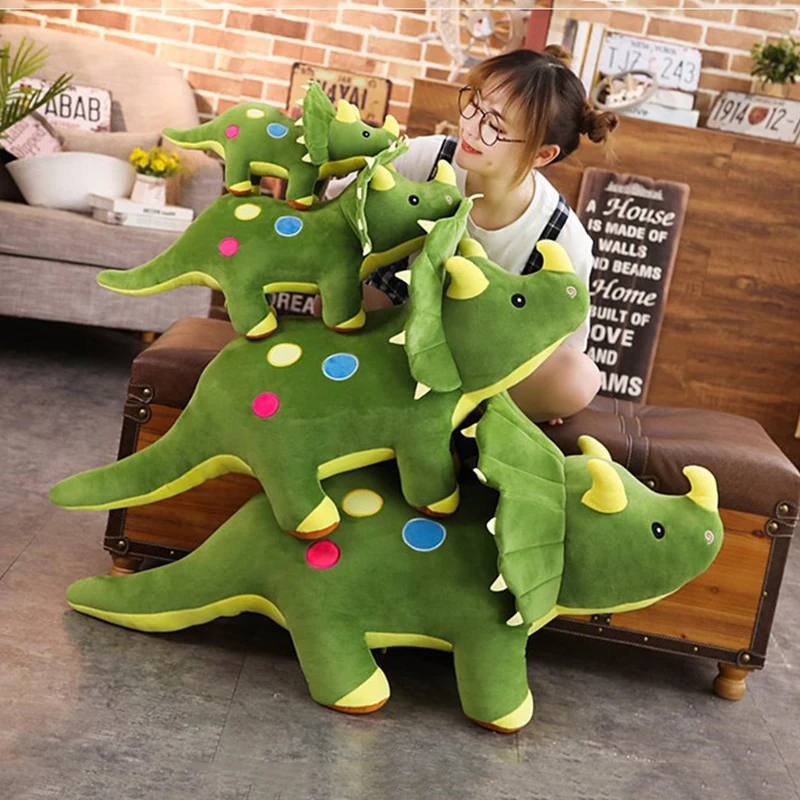 

40-80cm Triceratops Dinosaur Plush Toys Cartoon Stuffed Animal Doll Soft Pink Blue Green Dino For Kids Children Birthday Gifts