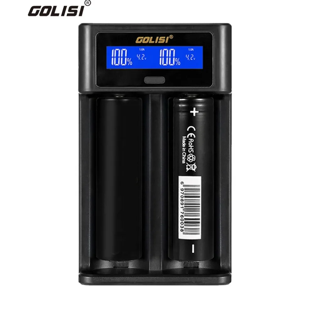 Golisi i2 2.0A умное зарядное устройство ЖК-дисплей 2 слота перезаряжаемое зарядное устройство s Быстрая зарядка для аккумулятора 18650 21700