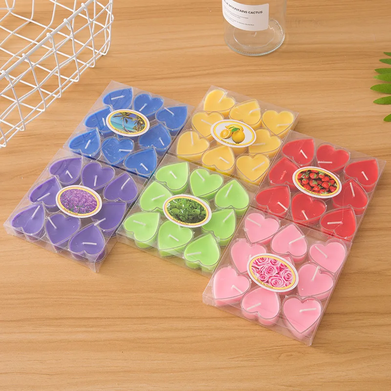 

9pcs/box of Love Heart-shaped Candles Valentine's Day Candlelight Dinner Birthday Wedding Scented Candles Party Decorations