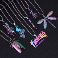 colorful astronaut monogram stainless steel necklace mermaid dragonfly twist wand stainless steel pendant
