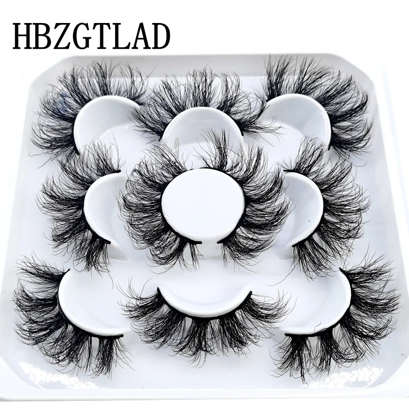 

Wholesale 5 Pairs Fake Eyelashes 25 mm Super Fluffy Mink Wispy With Box Dramatic Volume Messy Long 25mm 3d Mink False Lashes