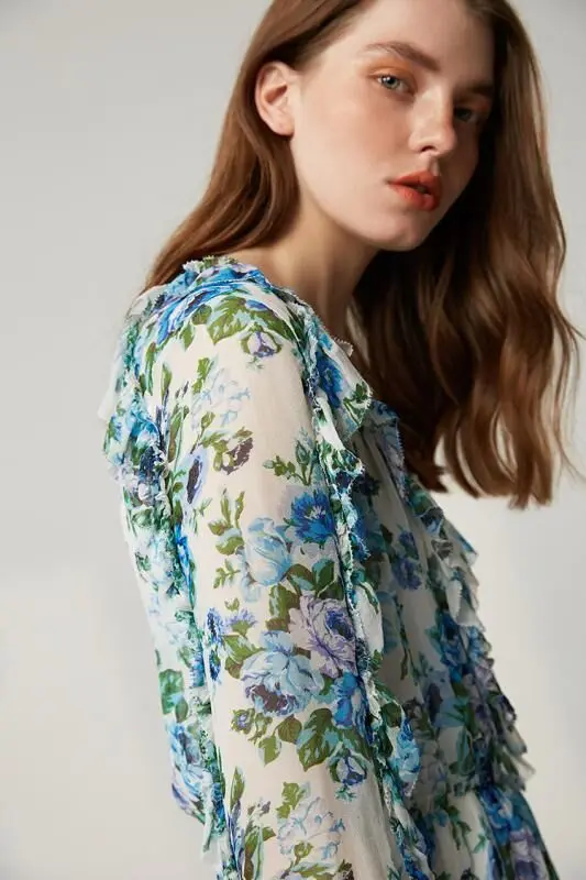 Женский пляжный комбинезон с оборками белый V-образным вырезом длинным рукавом и