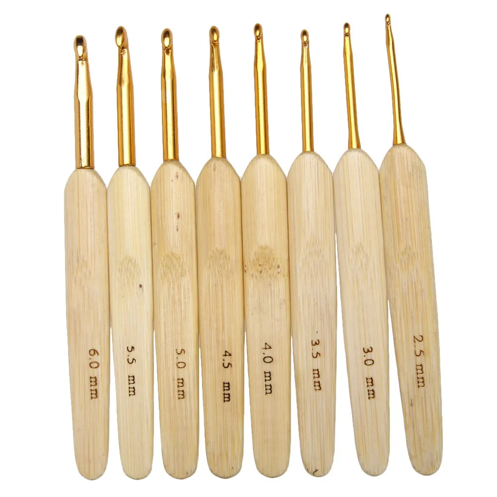 

8pcs Crochet Hooks Yarn Knitting Needles Set DIY Weaving Craft Tools Flat Handle Sweater Sewing Accessories 2.5mm-6.0mm