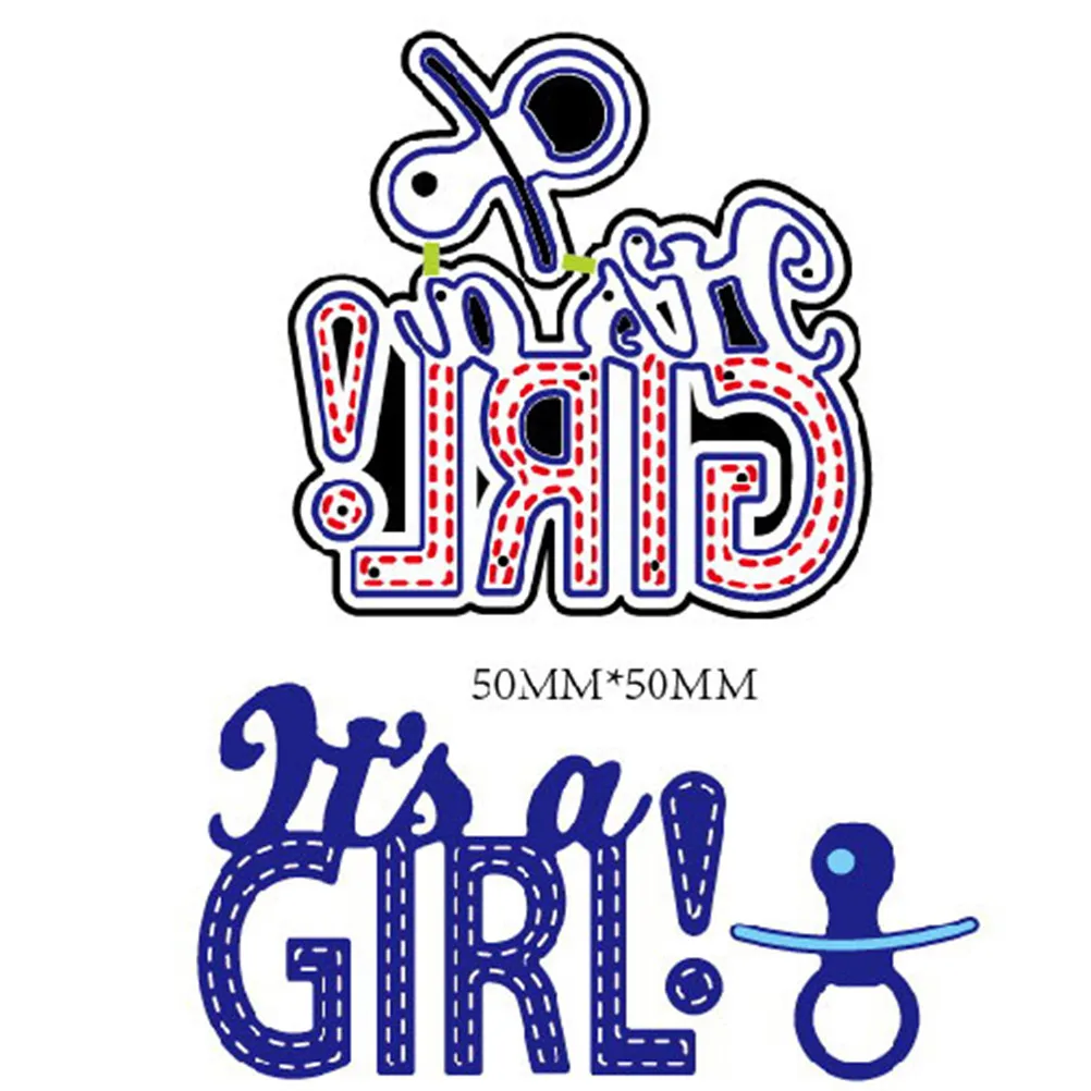 

2Pcs Its A Girl Design Metal stenciles For DIY Scrapbooking Album Paper Cards