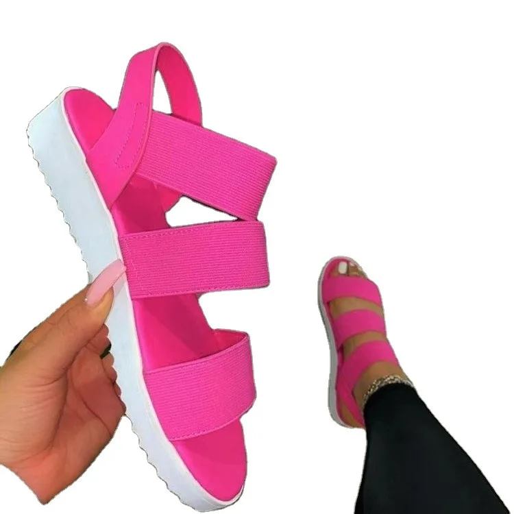 

Women Sandals Candy Color Flat Platform Ladies Summer Wedges Shoes Woman Casual Buckle Strap Women's Plus Size Female