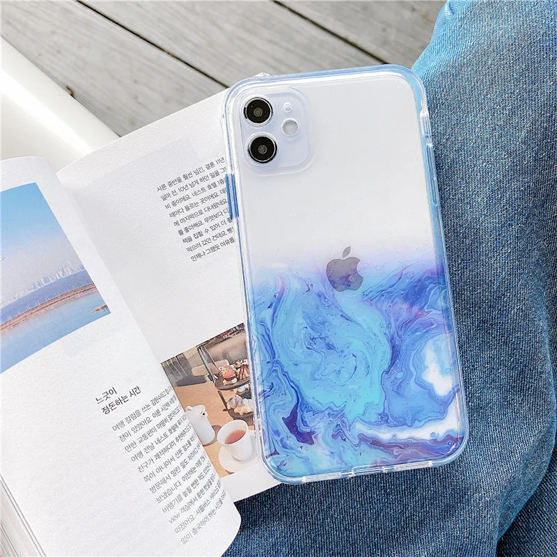 

Cute Transparent Bling Soft TPU Marble Case For iphone SE 2020 Cartoon Pattern Hard Cover For iphone 11 promax 7 8 plus x xs xr