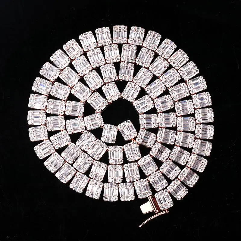 

10MM Rose Gold Bling-Bling Baguette Tennis Chains