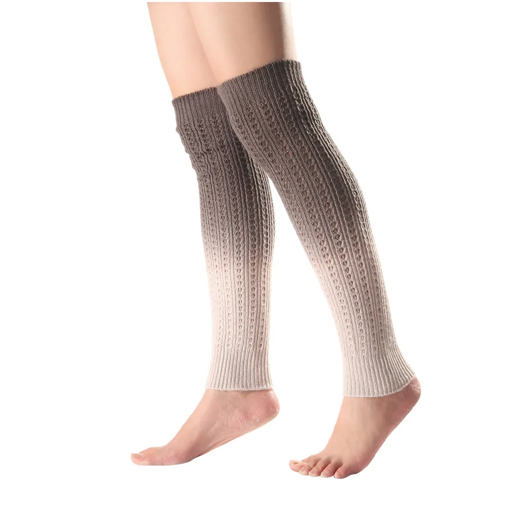 Женские разноцветные шерстяные длинные гетры выше колен вязаные носки для обуви