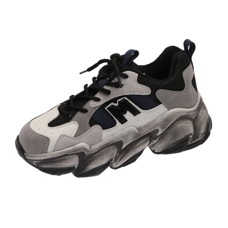 

2021 New Casual Sneakers Vulcanized's Shoes Platform Sneakers Women Shoes Spring Patchwork Lace-up Chunky Dad Females Shoe Hot