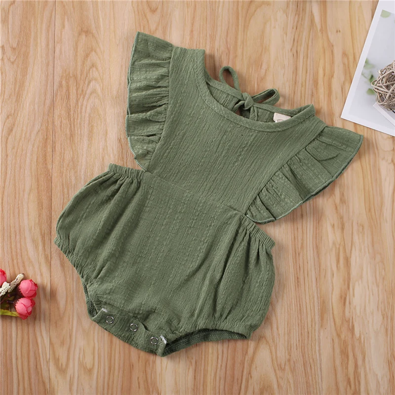 Комбинезон для новорожденных без рукавов с оборками на возраст 0-24 месяца | Мать и